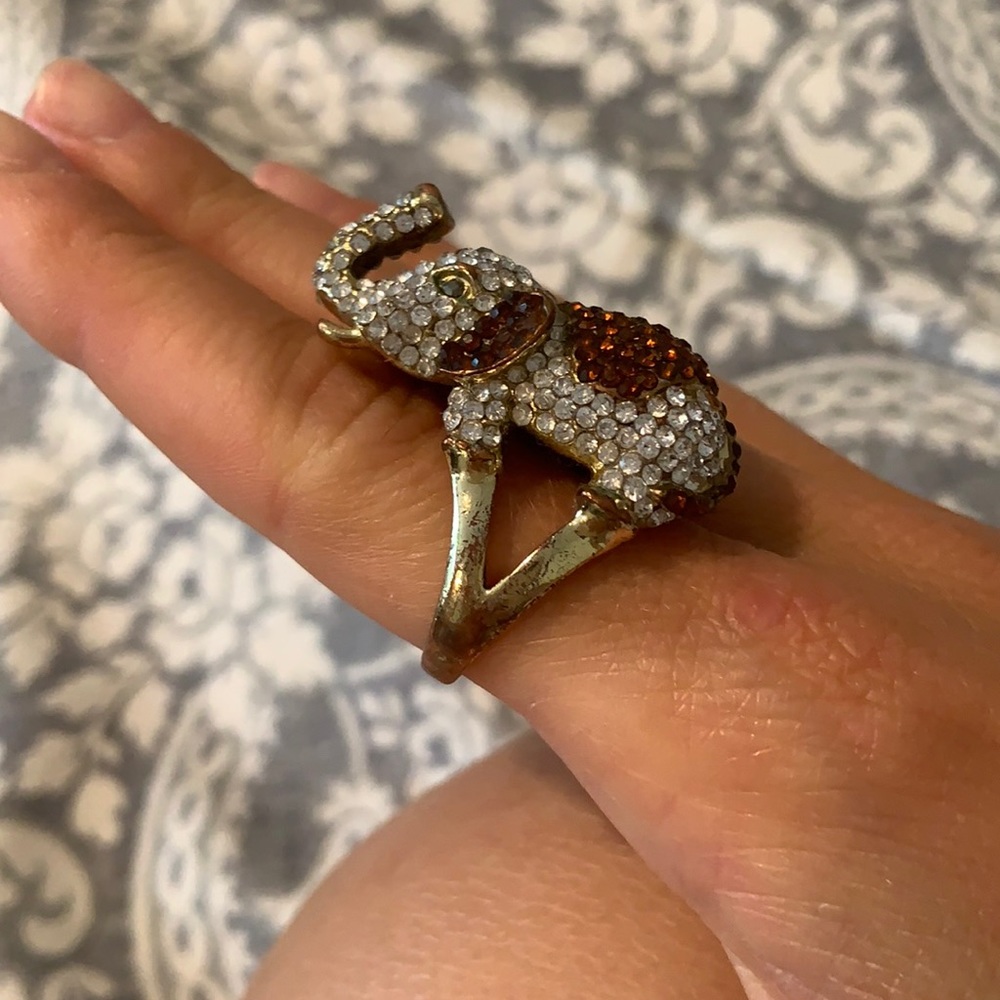 Elephant Stone Statement Ring Gold - image 1